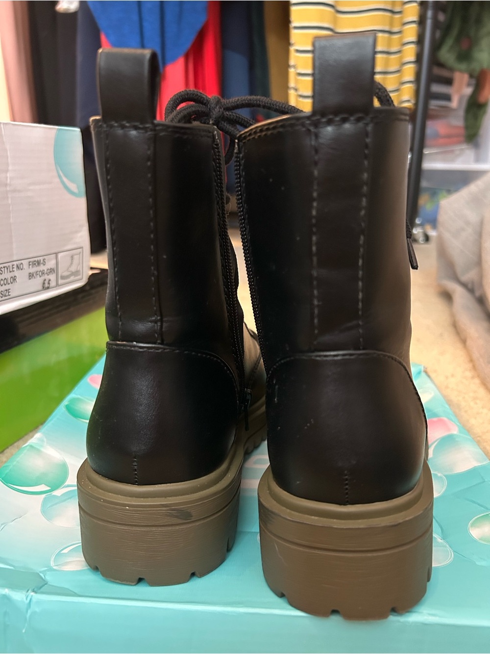 Soda Black Boots Lace Zipper Chunky - Picture 5 of 9